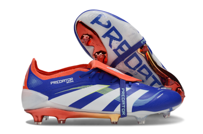 Men's Adidas Predator 25 Elite Fold-Over Tongue FG Football Boots - Blue/Vibrant Orange/Neon Green