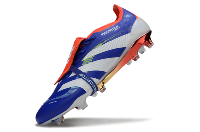 Men's Adidas Predator 25 Elite Fold-Over Tongue FG Football Boots - Blue/Vibrant Orange/Neon Green