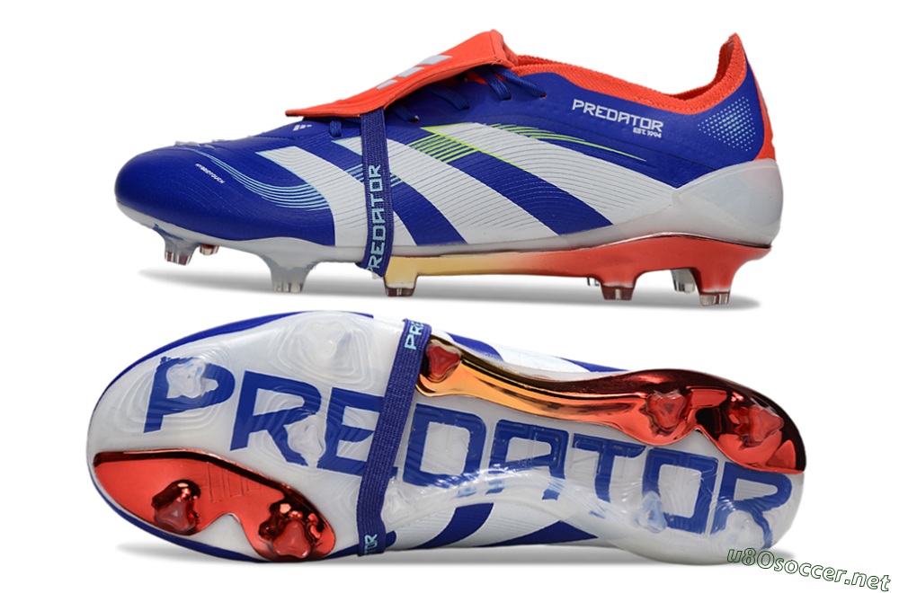 Men's Adidas Predator 25 Elite Fold-Over Tongue FG Football Boots - Blue/Vibrant Orange/Neon Green 1