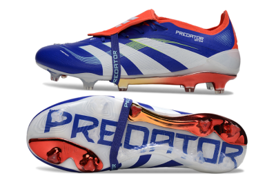 Men's Adidas Predator 25 Elite Fold-Over Tongue FG Football Boots - Blue/Vibrant Orange/Neon Green