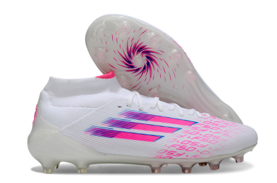 Men's Adidas F50 Elite Mid FG Football Boots - White/Vibrant Pink/Electric Blue