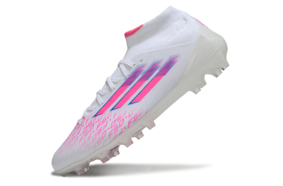 Men's Adidas F50 Elite Mid FG Football Boots - White/Vibrant Pink/Electric Blue