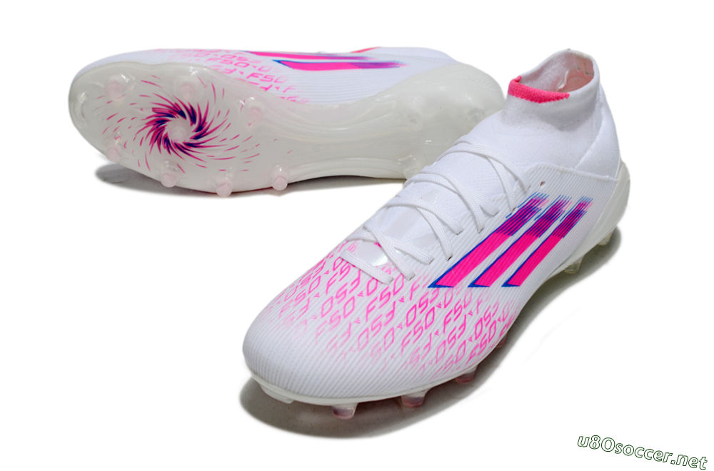 Men's Adidas F50 Elite Mid FG Football Boots - White/Vibrant Pink/Electric Blue 3
