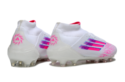 Men's Adidas F50 Elite Mid FG Football Boots - White/Vibrant Pink/Electric Blue