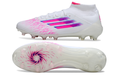 Men's Adidas F50 Elite Mid FG Football Boots - White/Vibrant Pink/Electric Blue