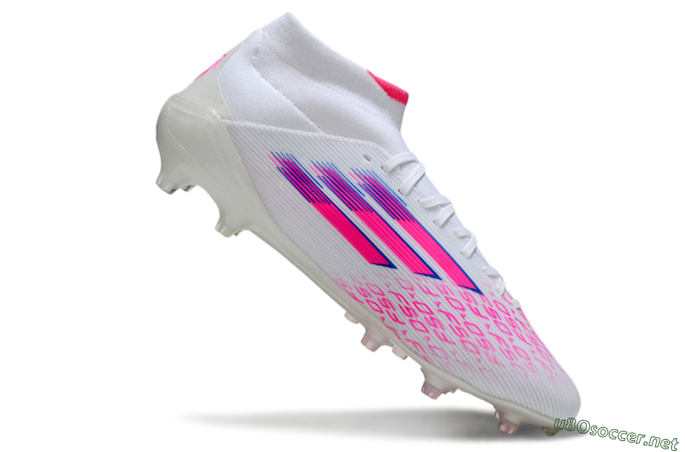 Men's Adidas F50 Elite Mid FG Football Boots - White/Vibrant Pink/Electric Blue 4