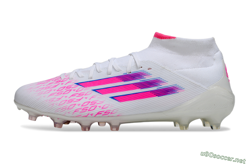 Men's Adidas F50 Elite Mid FG Football Boots - White/Vibrant Pink/Electric Blue 0