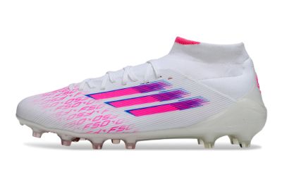 Men's Adidas F50 Elite Mid FG Football Boots - White/Vibrant Pink/Electric Blue