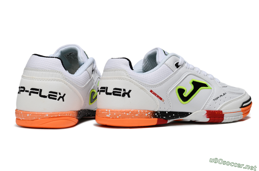 Men's Joma Top Flex IC Football Shoes - White/Neon Green/Orange Blaze 6