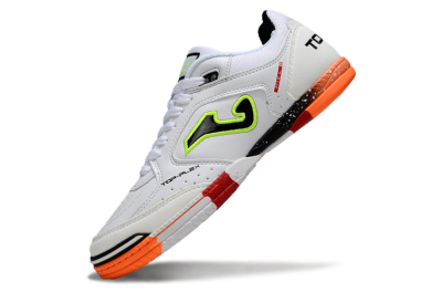 Men's Joma Top Flex IC Football Shoes - White/Neon Green/Orange Blaze