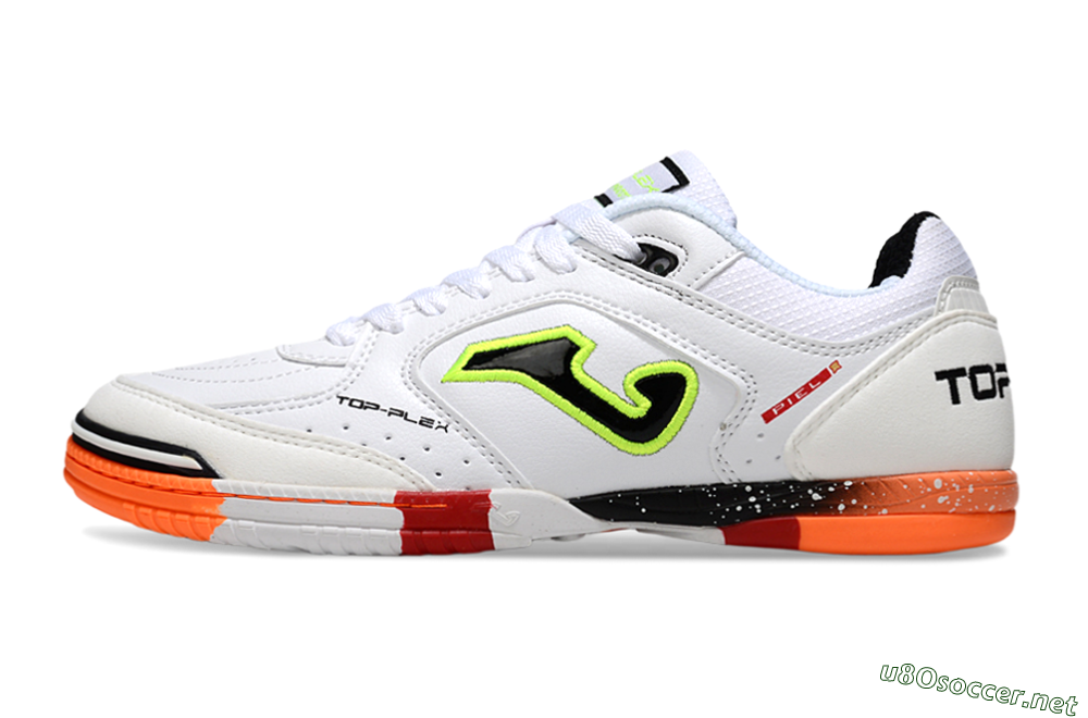 Men's Joma Top Flex IC Football Shoes - White/Neon Green/Orange Blaze 0