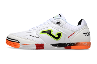 Men's Joma Top Flex IC Football Shoes - White/Neon Green/Orange Blaze