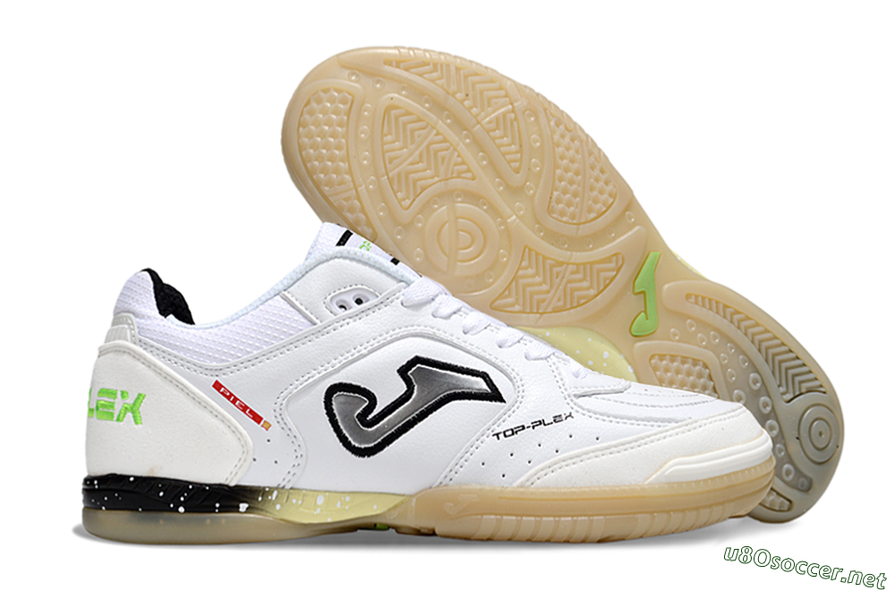 Men's Joma Top Flex IC Football Shoes - White/Black/Green 2