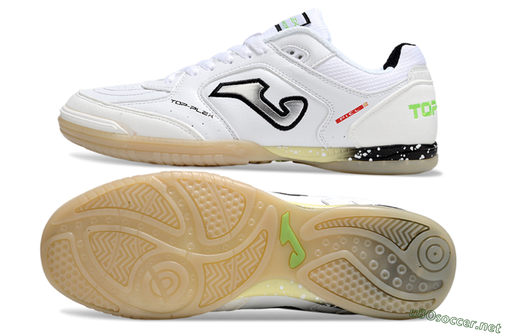 Men's Joma Top Flex IC Football Shoes - White/Black/Green 1