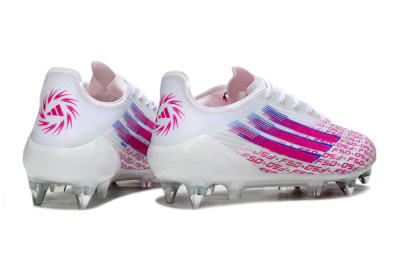 Men's Adidas F50 Elite SG Football Boots - White/Bright Pink/Blue Fusion
