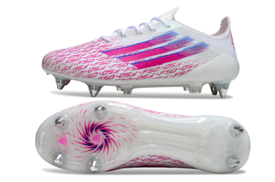 Men's Adidas F50 Elite SG Football Boots - White/Bright Pink/Blue Fusion
