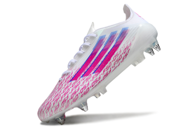 Men's Adidas F50 Elite SG Football Boots - White/Bright Pink/Blue Fusion