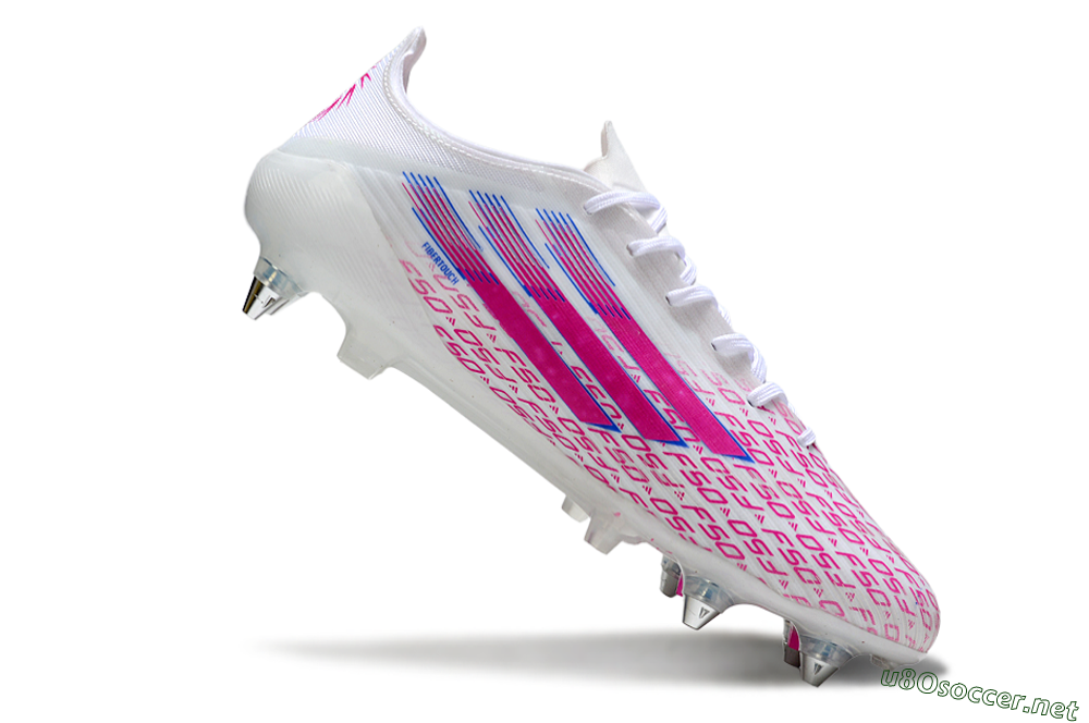 Men's Adidas F50 Elite SG Football Boots - White/Bright Pink/Blue Fusion 4