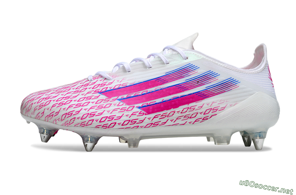 Men's Adidas F50 Elite SG Football Boots - White/Bright Pink/Blue Fusion 0