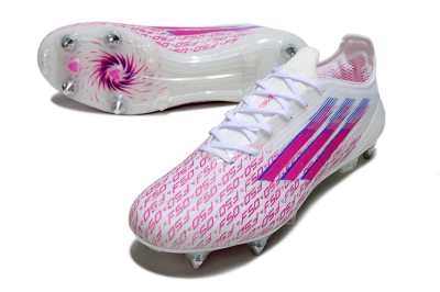 Men's Adidas F50 Elite SG Football Boots - White/Bright Pink/Blue Fusion