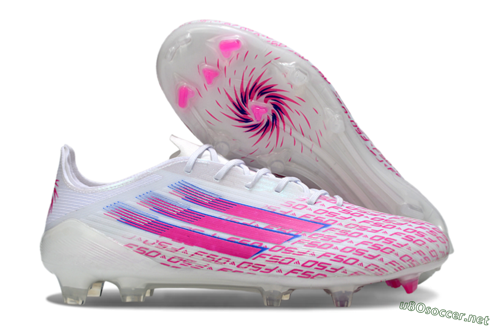 Unisex Adidas F50 Elite FG Football Boots - White/Fuchsia Pink/Blue 2