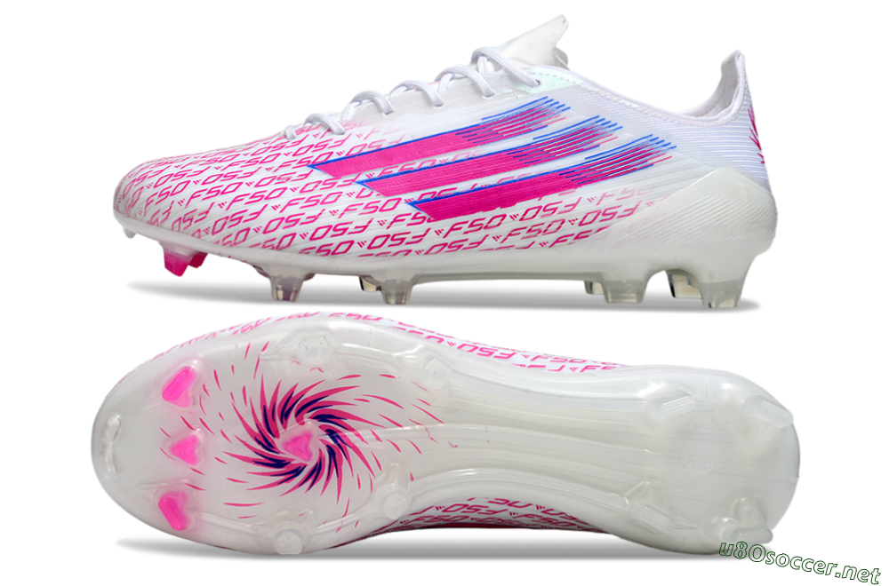 Unisex Adidas F50 Elite FG Football Boots - White/Fuchsia Pink/Blue 1