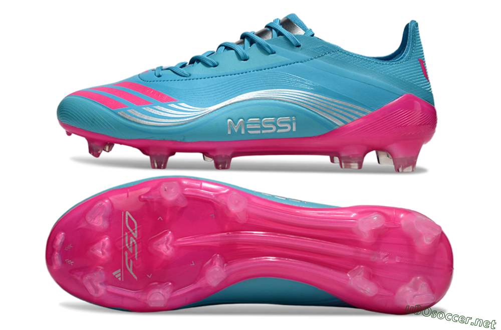 Unisex Messi x Adidas F50 Elite FG Football Boots - Cyan/Pink/Light Blue 1