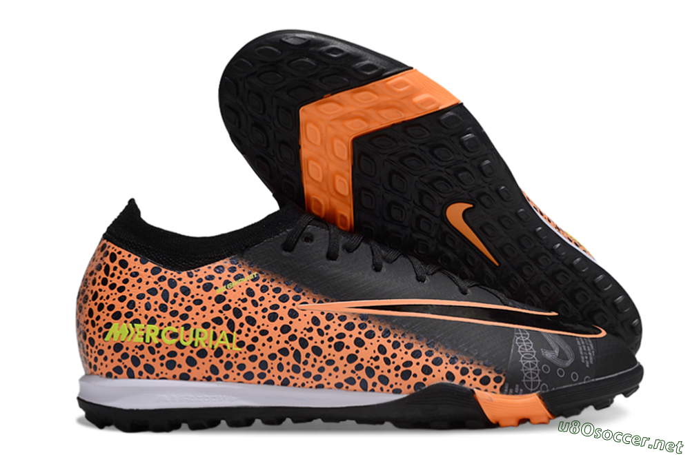 Unisex Nike Air Zoom Mercurial Vapor 16 Elite TF Football Shoes - Black/Vibrant Orange/Neon Green 2