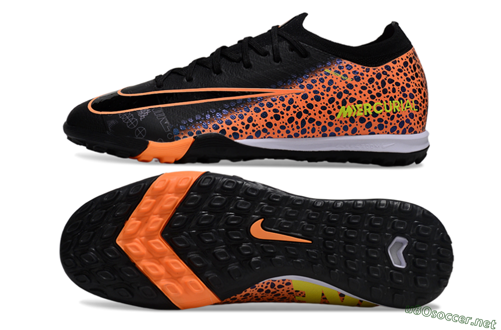 Unisex Nike Air Zoom Mercurial Vapor 16 Elite TF Football Shoes - Black/Vibrant Orange/Neon Green 1