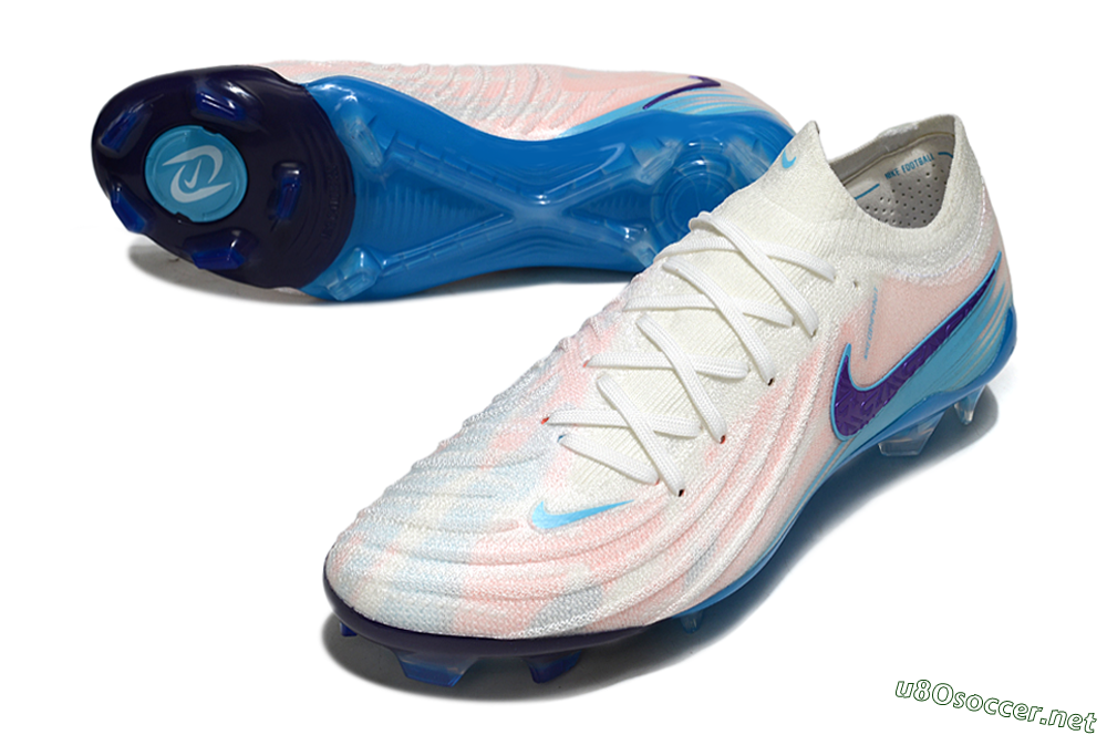 Men's Nike Phantom GX 2 Elite FG Football Boots - White/Sky Blue/Purple 3