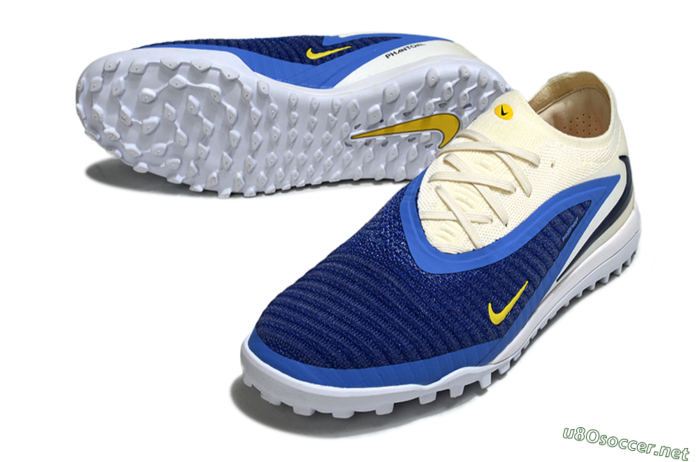 Unisex Nike Phantom 6 Low Elite TF Football Shoes - Blue/Navy Blue/Light Yellow 3