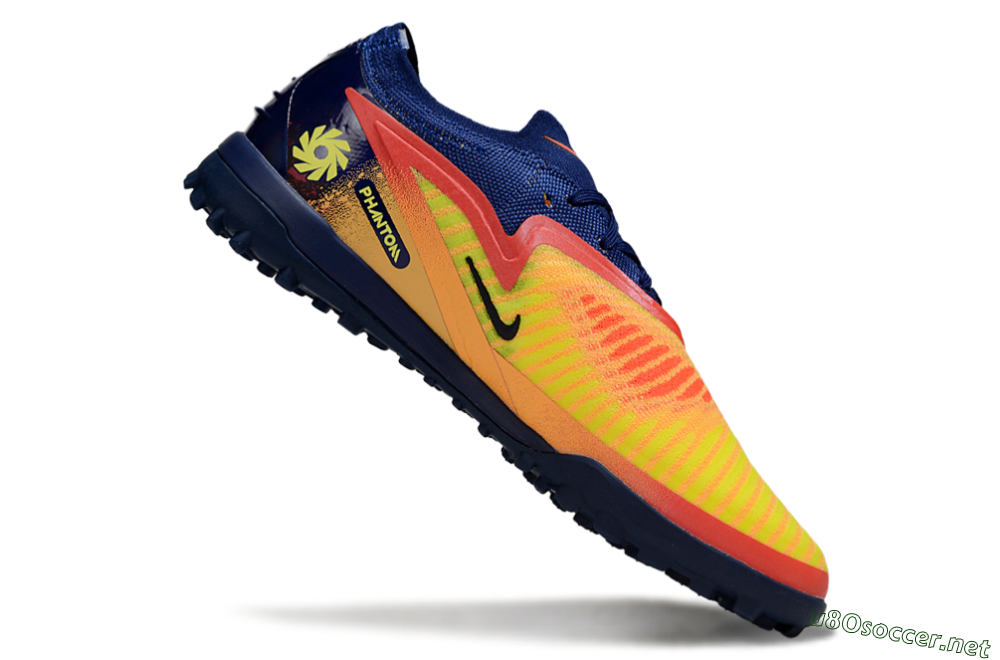 Unisex Nike Phantom 6 Low Elite TF Football Shoes - Yellow/Sunset Orange/Navy Blue 4
