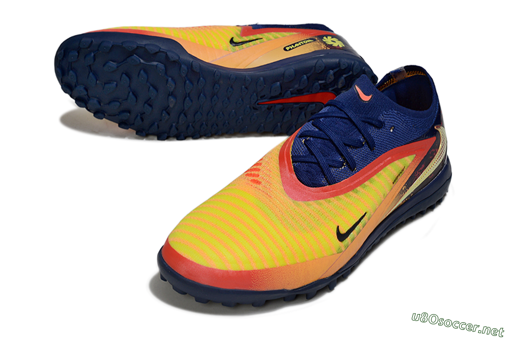 Unisex Nike Phantom 6 Low Elite TF Football Shoes - Yellow/Sunset Orange/Navy Blue 3