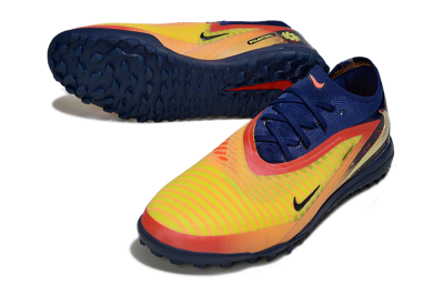 Unisex Nike Phantom 6 Low Elite TF Football Shoes - Yellow/Sunset Orange/Navy Blue