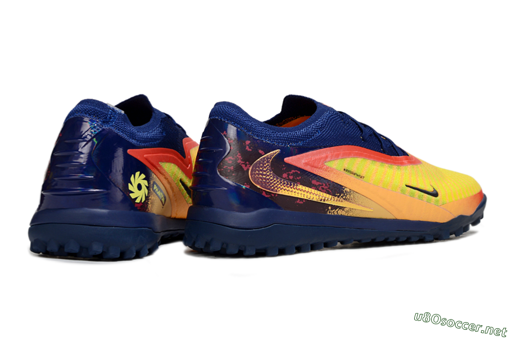 Unisex Nike Phantom 6 Low Elite TF Football Shoes - Yellow/Sunset Orange/Navy Blue 6
