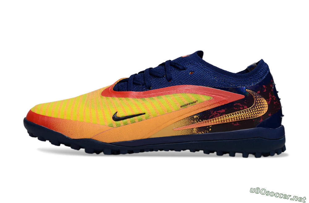Unisex Nike Phantom 6 Low Elite TF Football Shoes - Yellow/Sunset Orange/Navy Blue 0