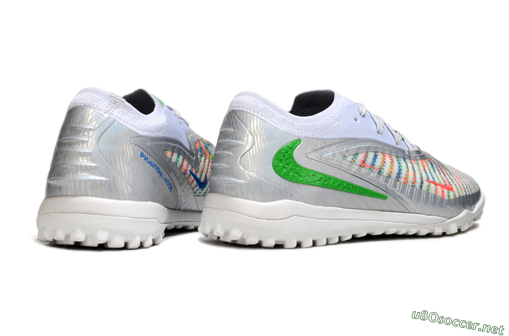 Unisex Nike Phantom 6 Low Elite TF Football Shoes - White/Electric Green/Coral Pink 6