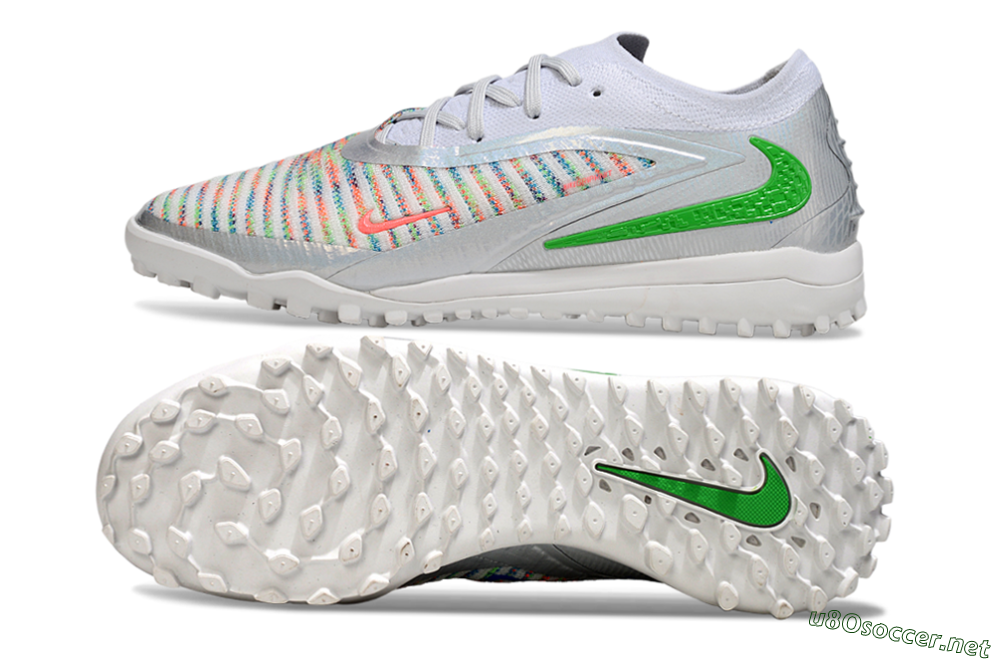 Unisex Nike Phantom 6 Low Elite TF Football Shoes - White/Electric Green/Coral Pink 1