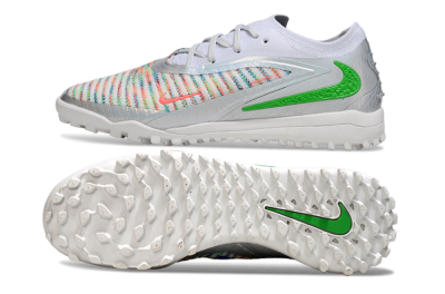 Unisex Nike Phantom 6 Low Elite TF Football Shoes - White/Electric Green/Coral Pink