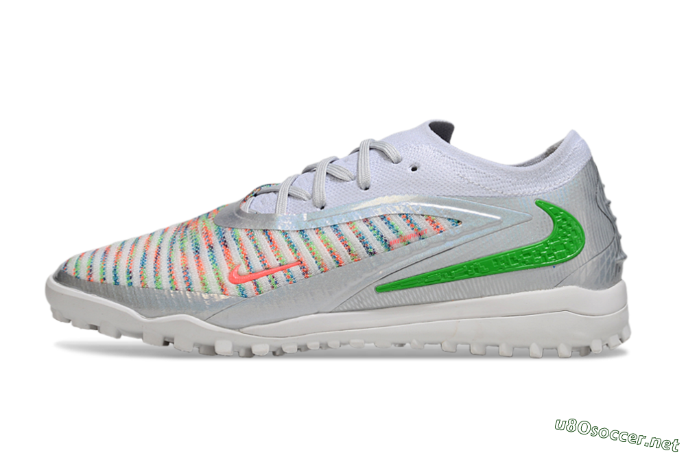 Unisex Nike Phantom 6 Low Elite TF Football Shoes - White/Electric Green/Coral Pink 0