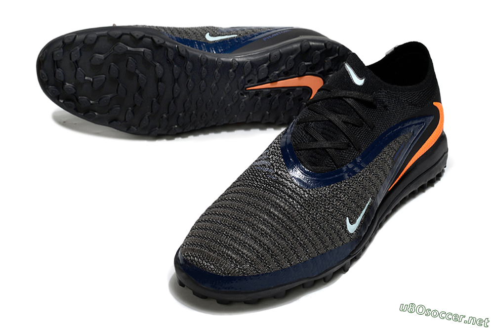 Unisex Nike Phantom 6 Low Elite TF Football Shoes - Black/Navy Blue/Neon Orange 3