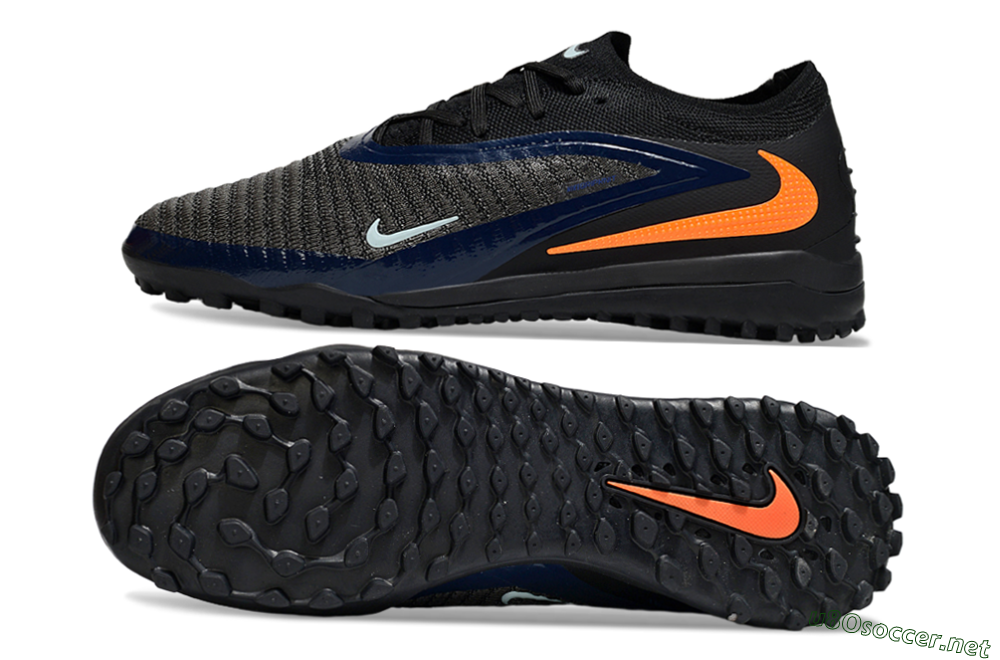 Unisex Nike Phantom 6 Low Elite TF Football Shoes - Black/Navy Blue/Neon Orange 1