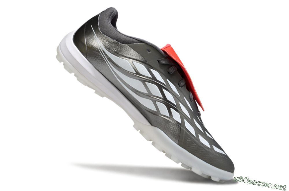 Men's Adidas Predator League Fold-Over Tongue TF Football Shoes - Gray/Electric Orange/White 4