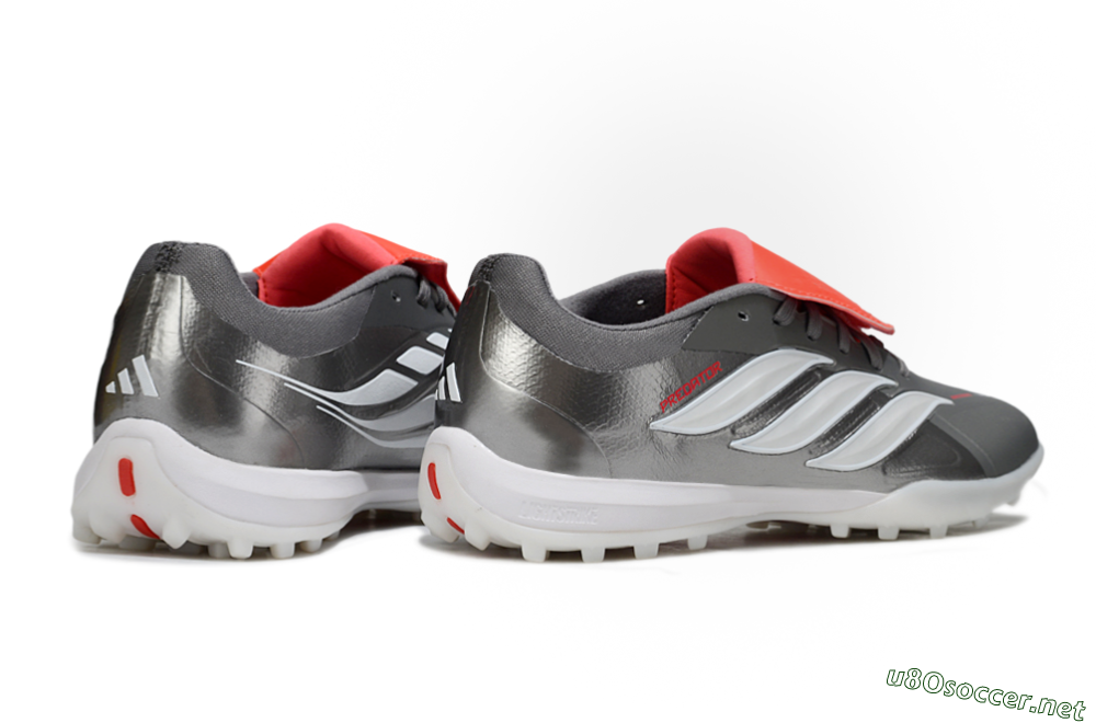 Men's Adidas Predator League Fold-Over Tongue TF Football Shoes - Gray/Electric Orange/White 6