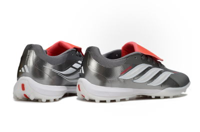 Men's Adidas Predator League Fold-Over Tongue TF Football Shoes - Gray/Electric Orange/White