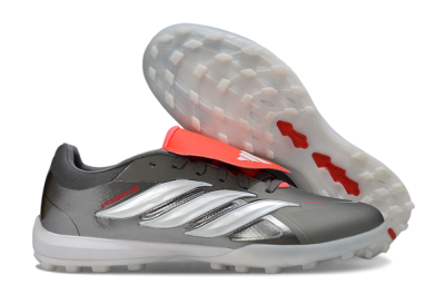 Men's Adidas Predator League Fold-Over Tongue TF Football Shoes - Gray/Electric Orange/White