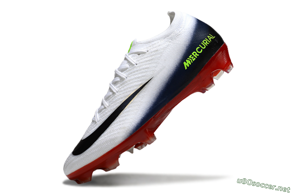 Unisex Nike Air Zoom Mercurial Vapor 16 Elite FG Football Boots - White/Vibrant Red/Navy Blue 5