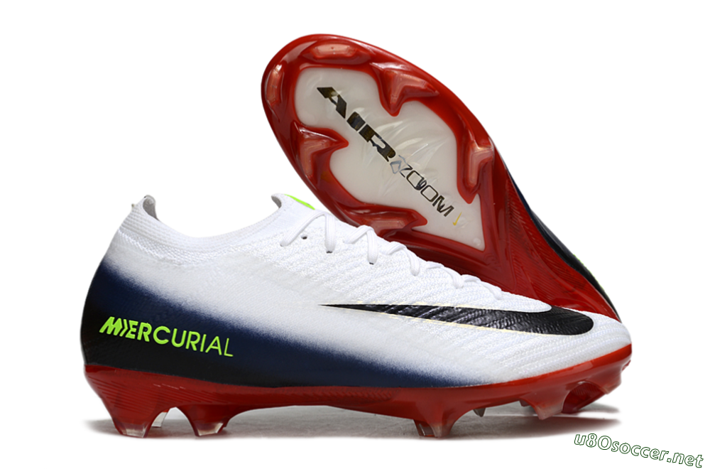 Unisex Nike Air Zoom Mercurial Vapor 16 Elite FG Football Boots - White/Vibrant Red/Navy Blue 2