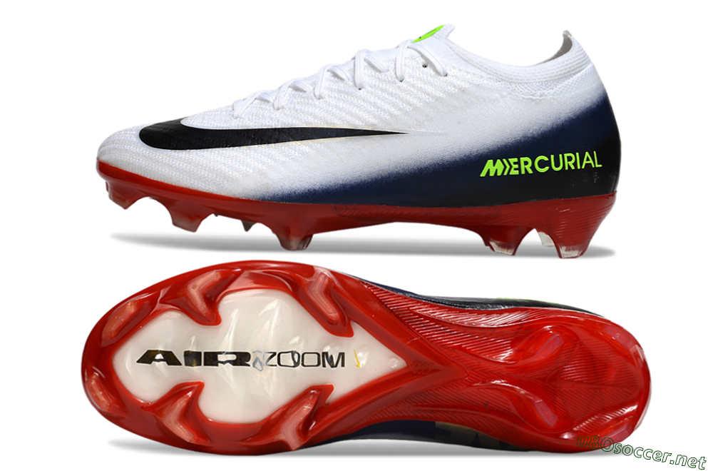 Unisex Nike Air Zoom Mercurial Vapor 16 Elite FG Football Boots - White/Vibrant Red/Navy Blue 1