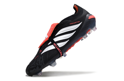 Men's Adidas Predator 26 Elite Fold-Over Tongue FG Football Boots - Black/Vibrant Red/Metallic Silver